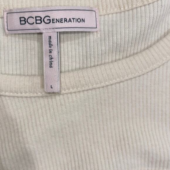 BCBGeneration fitted Long Sleeve Ribbed Cut Out Shirt Top Y2K Size Large - Picture 4 of 4